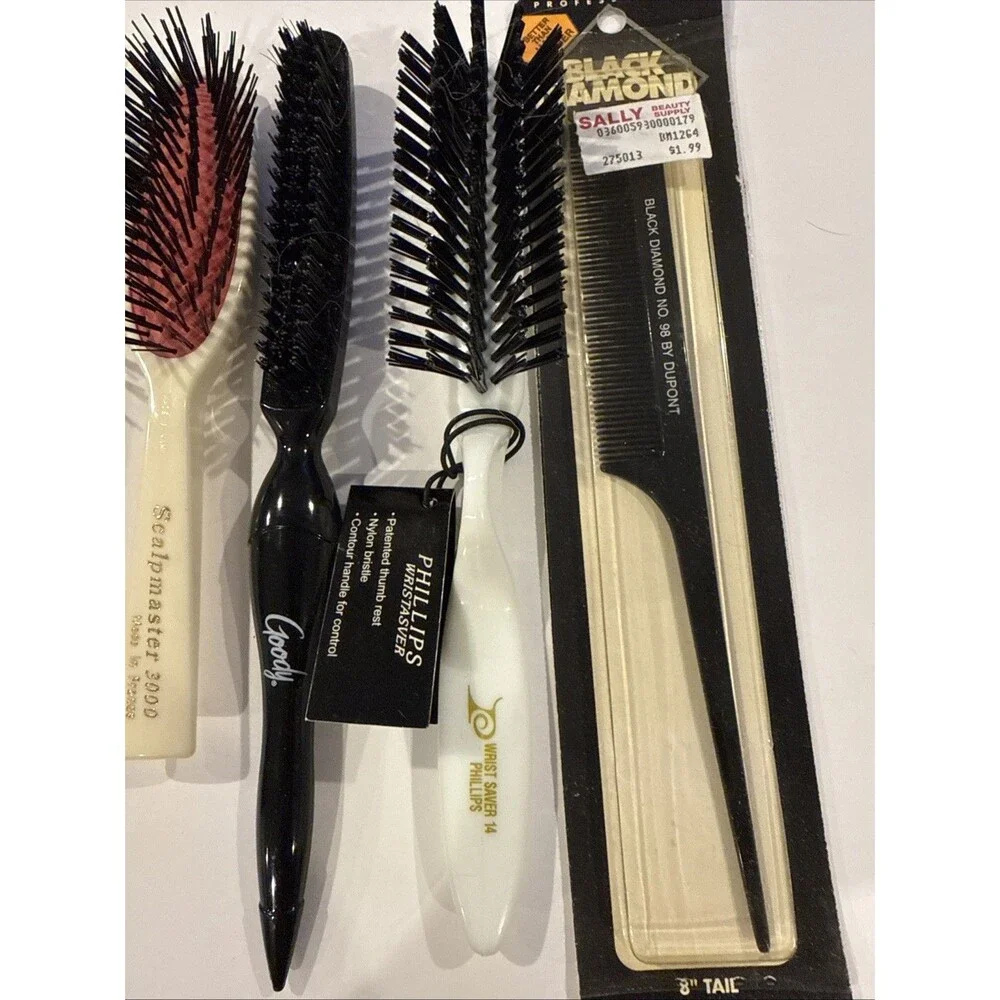 Lot Of 6 VTG Hair Brush Scalpmaster 3000 Brushstrokes Goody Phillips France